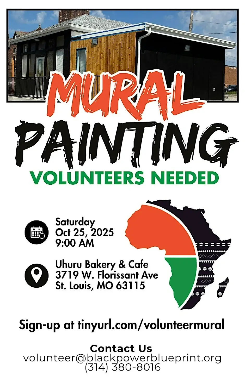 Paint the mural on Uhuru Bakery & Cafe