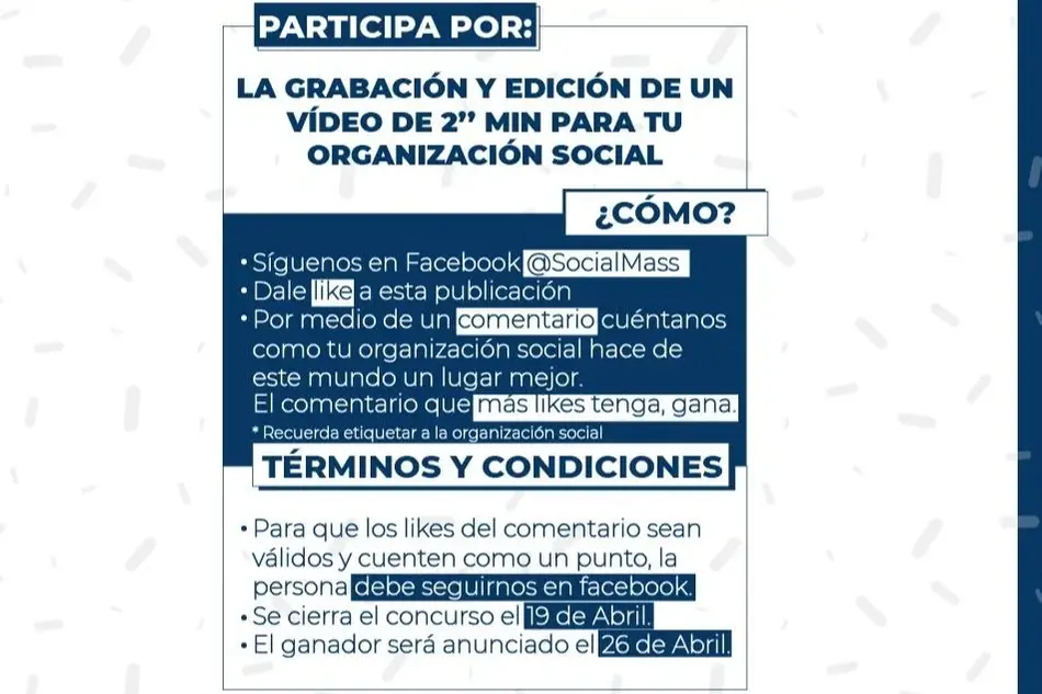 Afiche del concurso con los términos y condiciones