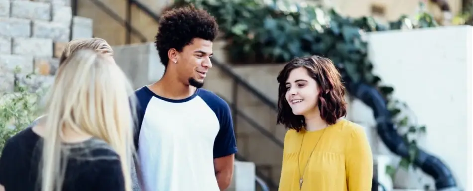 A group of students talking.