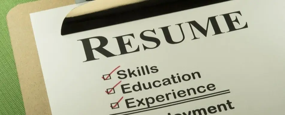 Close-up photo of a resume words and action verbs.