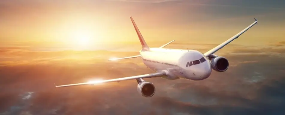 An airplane flying in the sky.