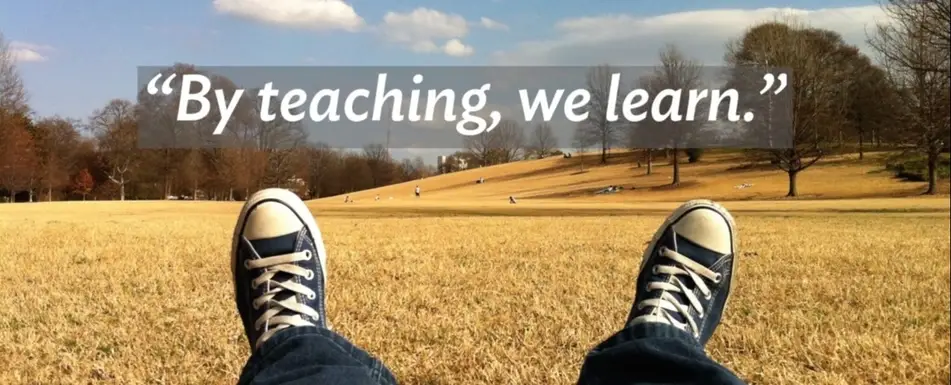 A quote with a picture of someone's sneakers in a field