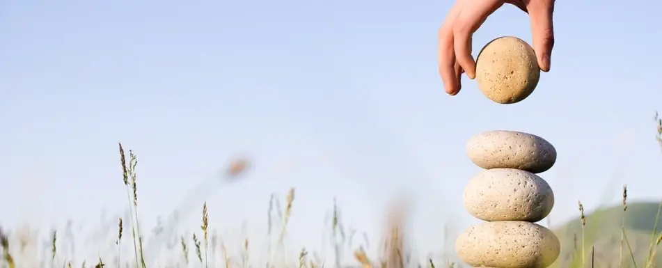 A cairn in a field.