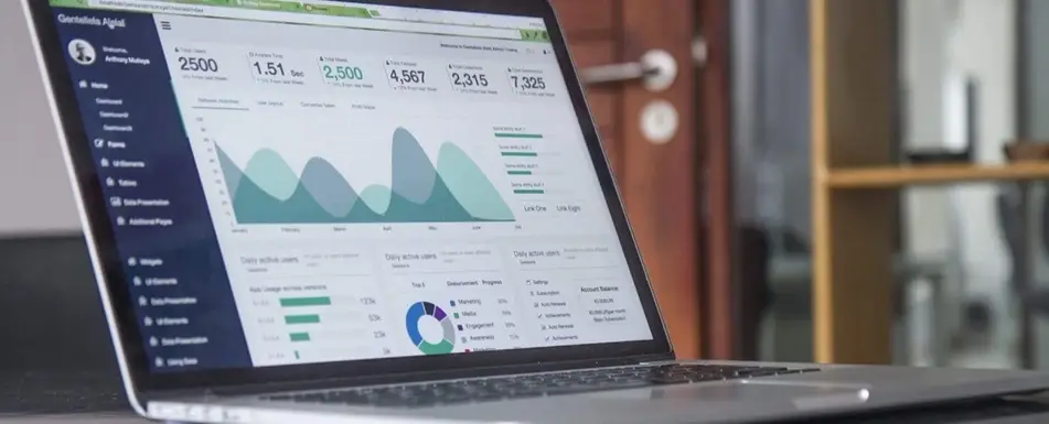 A laptop showing data.