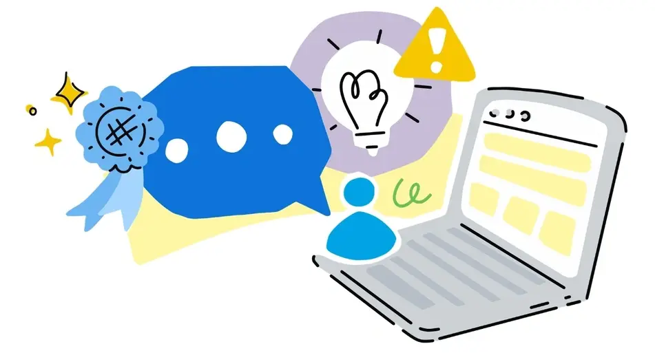 Computadora con otras ilustraciones alrededor