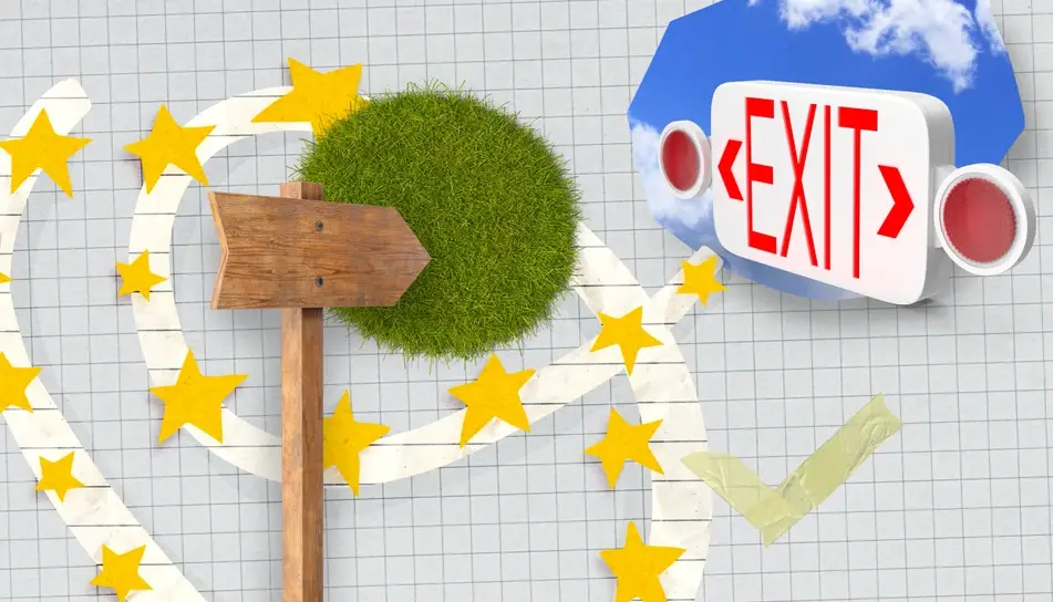 Illustration of a path to an exit sign