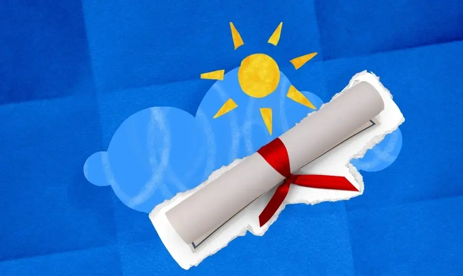 diploma con fondo azul