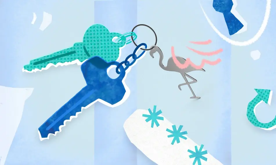 Ilustración de un llavero con dos llaves