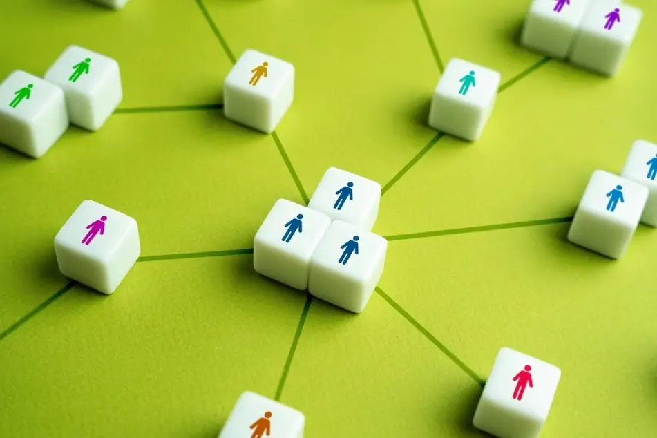 Conexiones entre personas, grupos y equipos.