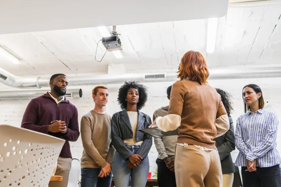 Volunteer orientation at a nonprofit office