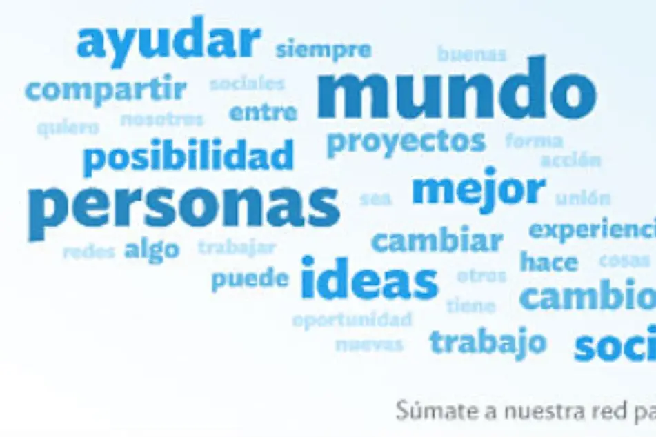 Varias palabras sueltas como personas, mejor, unión ideas, trabajo, social, cambiar, etc