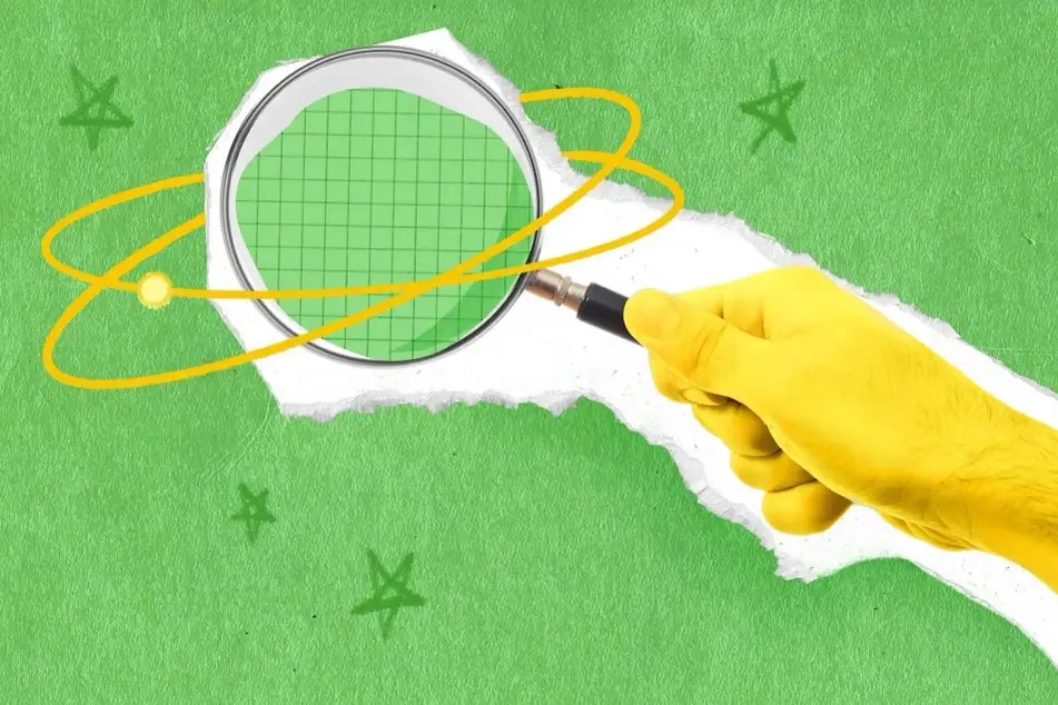 An Illustration of someone's hand holding a magnifying glass.