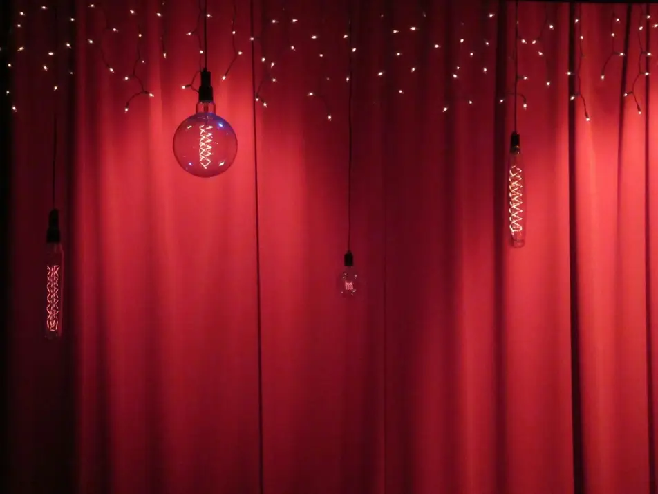 Stage with red curtains