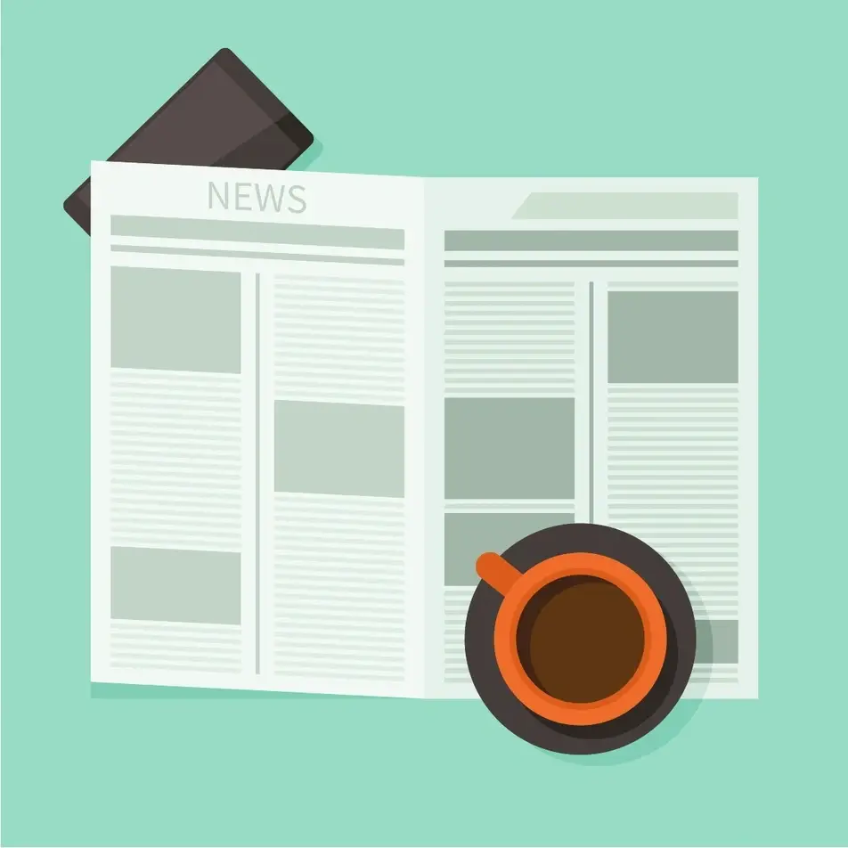 illustration of newspaper and cup of coffee
