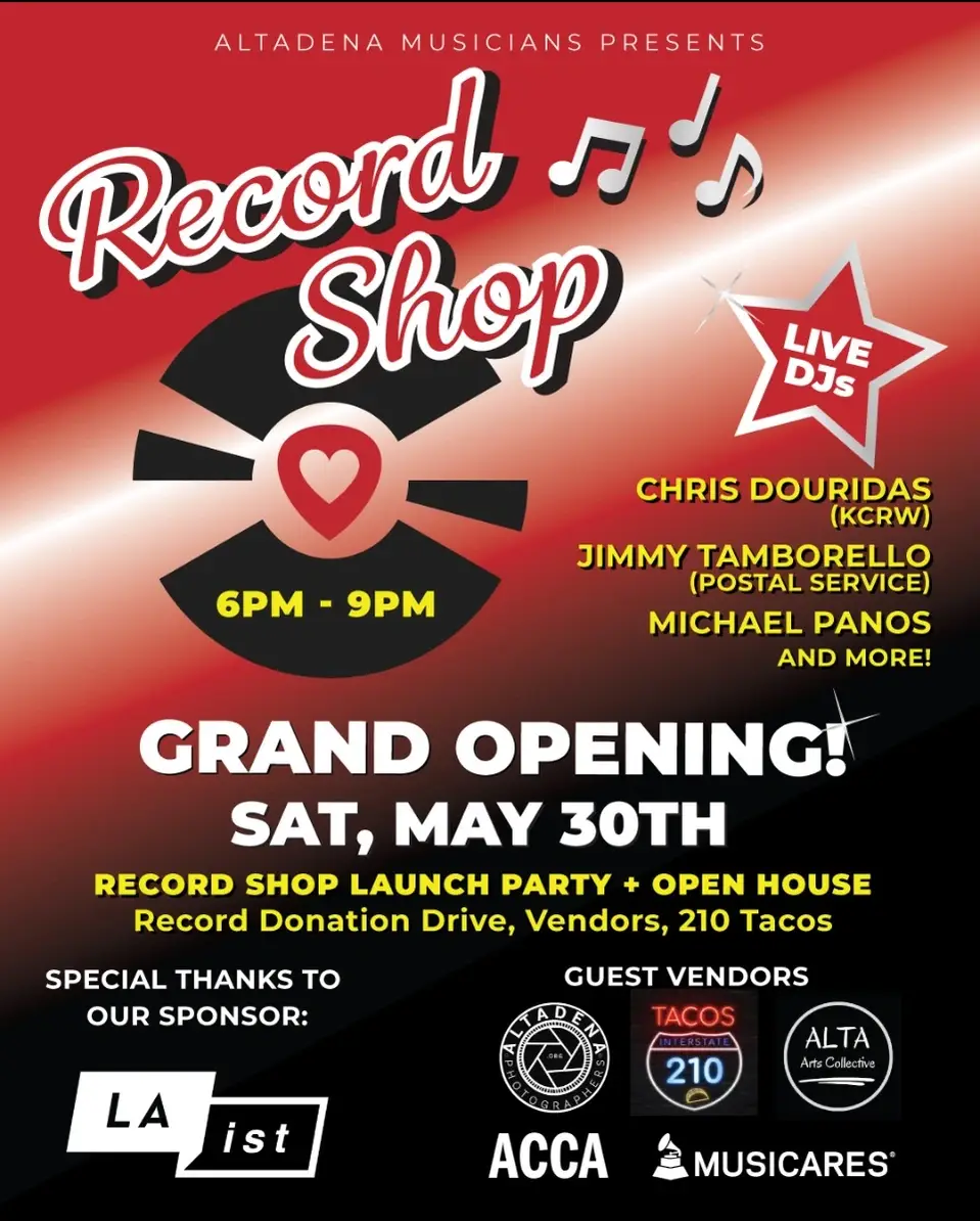 Volunteers needed for vinyl record event.