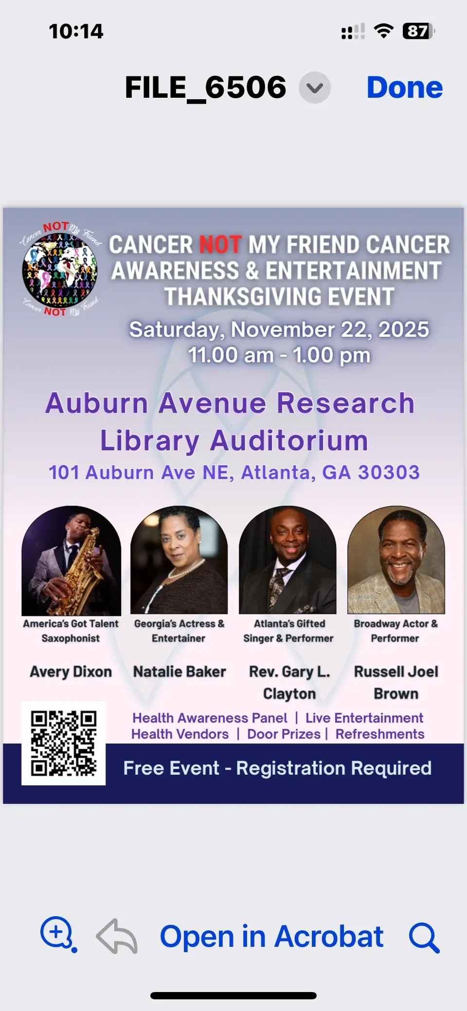 Cancer NOT My Friend Thanksgiving Program