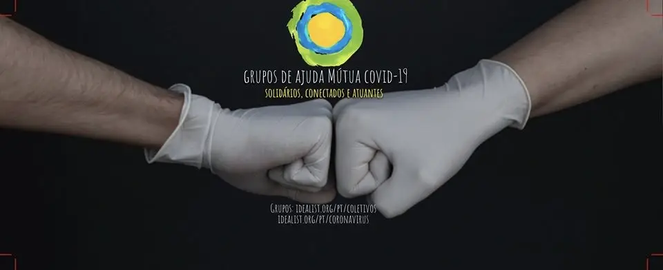 A picture of two people with gloved hands fist bumping with the Idealist logo in the middle.