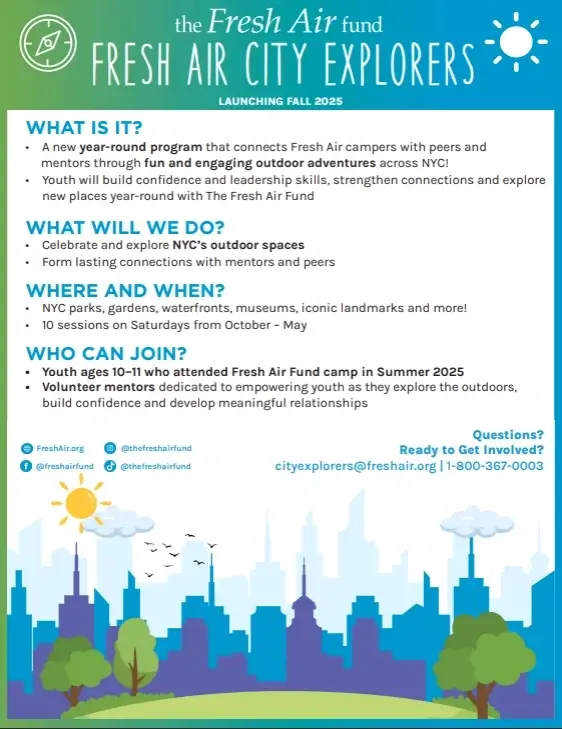Recruiting Volunteer Mentor for Fresh Air City Explorers!