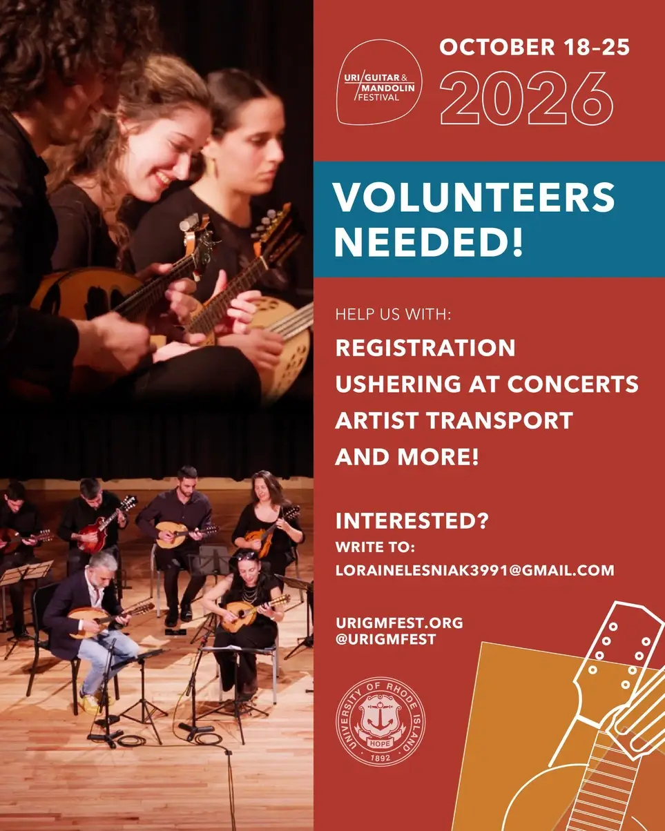 Ushers and more needed: URI Guitar & Mandolin Festival October 18th - 25th