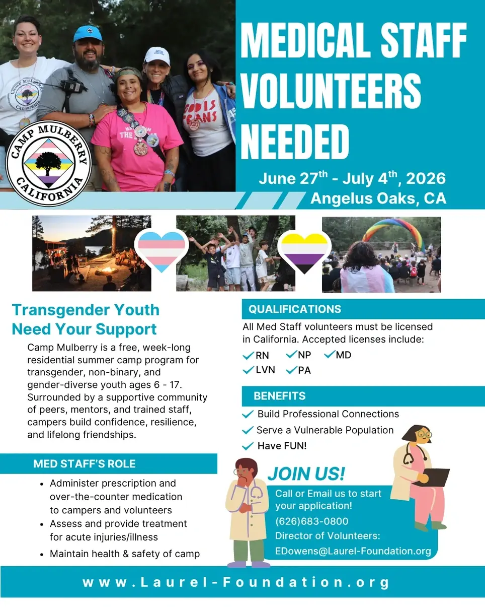 Volunteer RN/PA/MD/NP Needed for Trans Youth Summer Camp