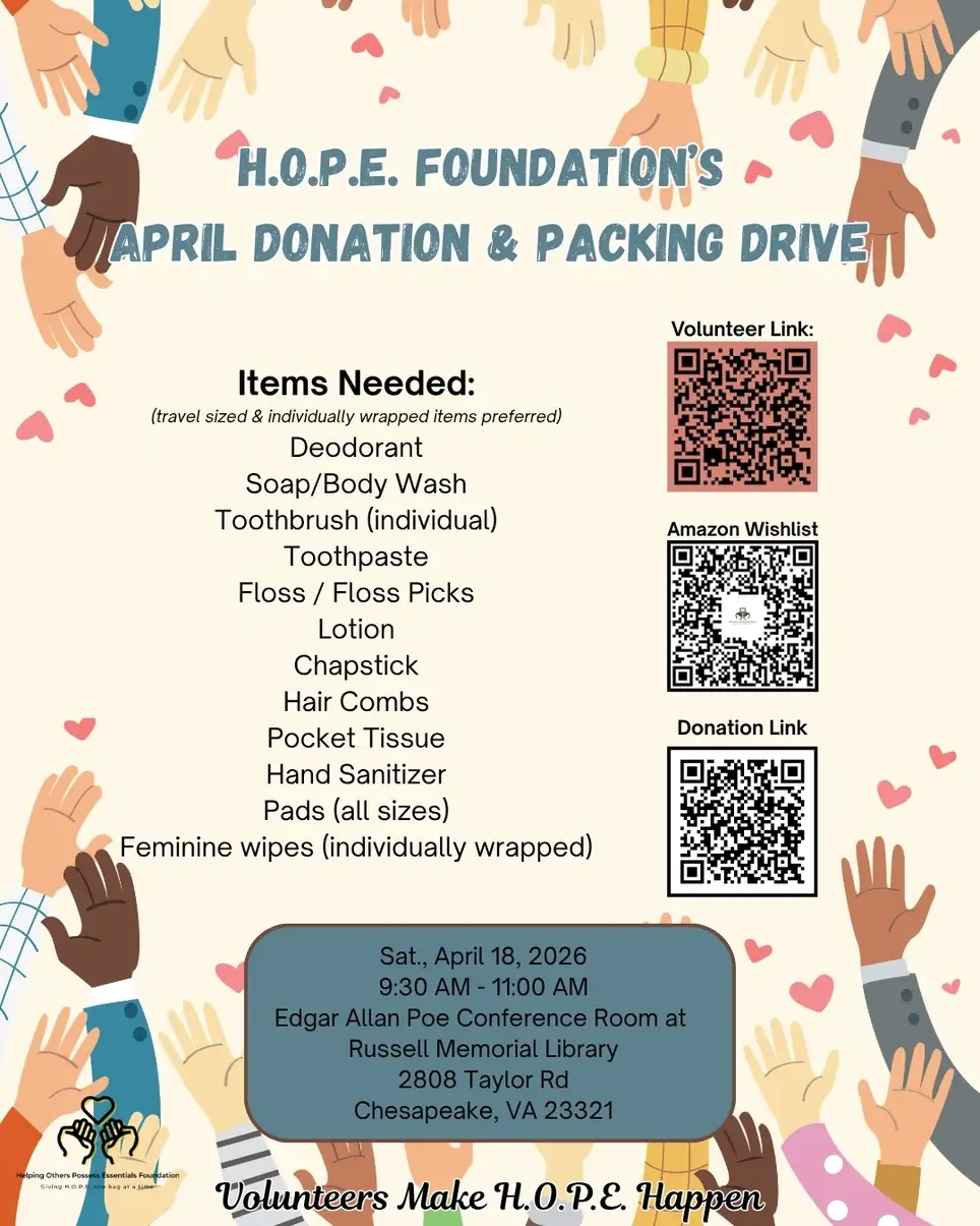 H.O.P.E. Foundation's April Donation & Packing Drive