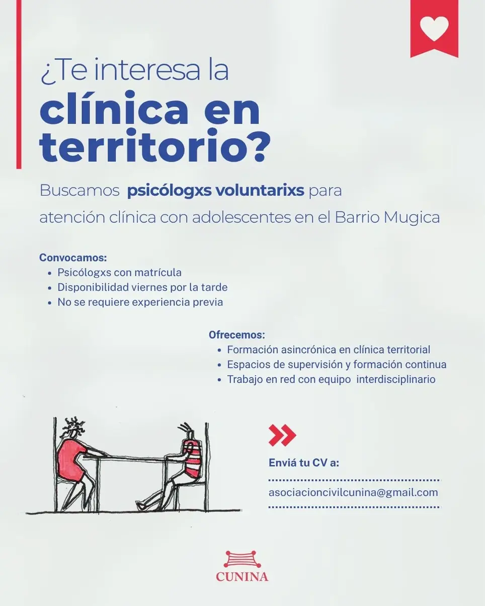 Psicólogxs voluntarixs para dispositivo clínico de atención territorial: incluye formación