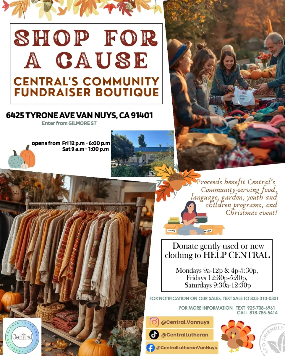 Clothing Sale "Shop For a Cause" at Central Lutheran Church!