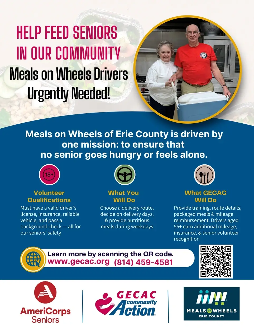 Volunteer Opportunity - Drivers and Support Roles to Help Deliver Meals!