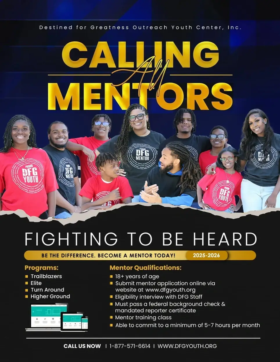 Destined for Greatness Outreach Youth Center CALLING MENTORS!!!!
