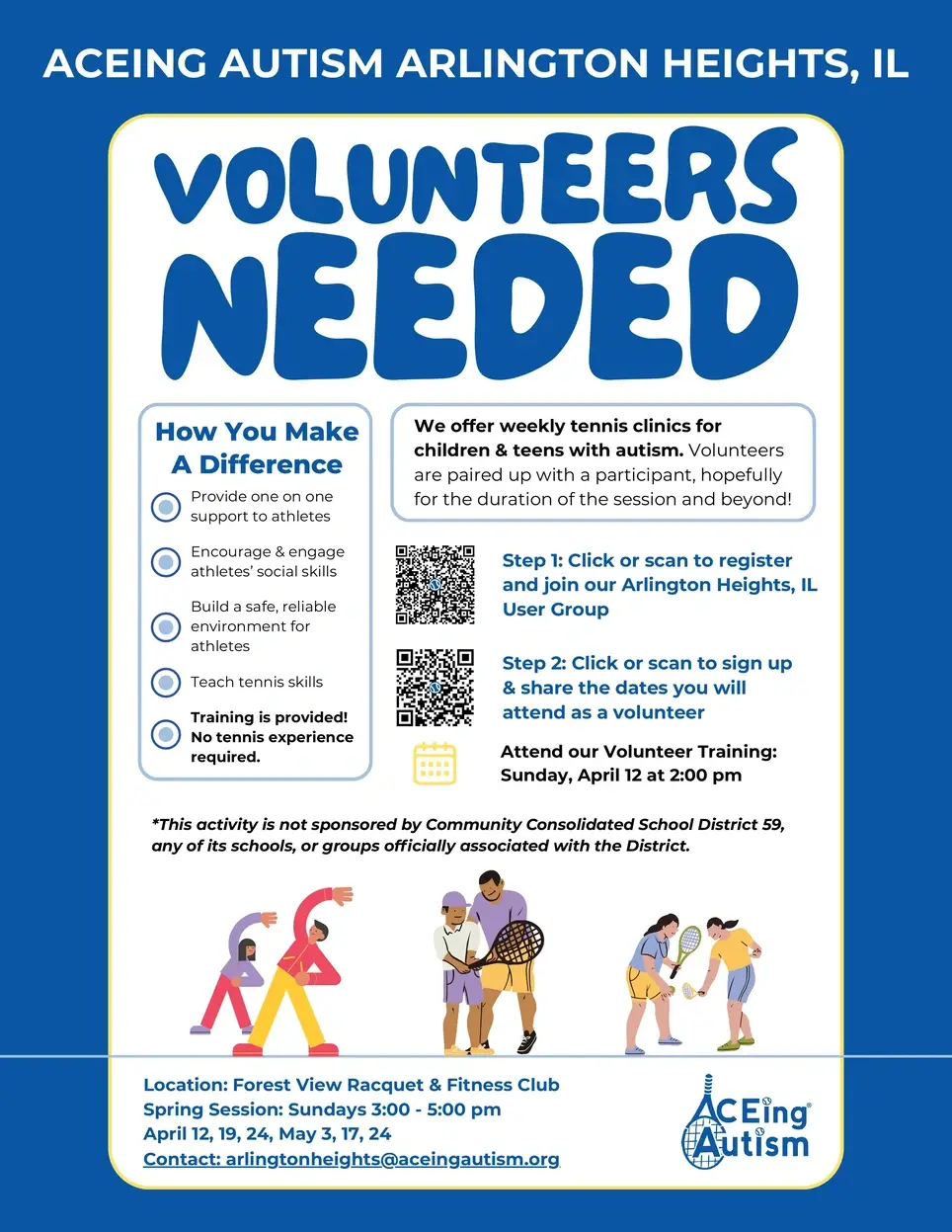 Teach tennis to kids with Autism- ACEing Autism Arlington Heights