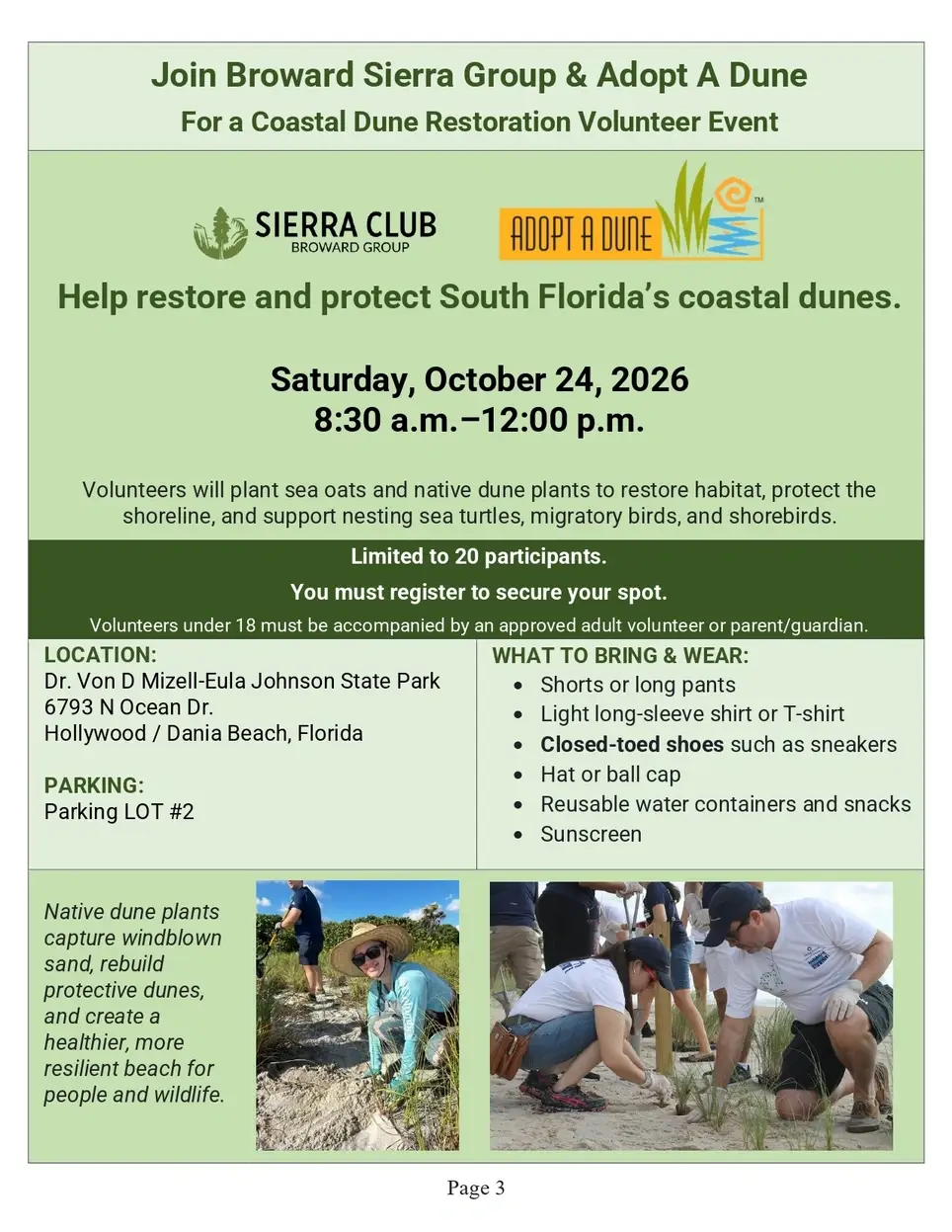 Broward Sierra Coastal Dune Restoration with Adopt A Dune!