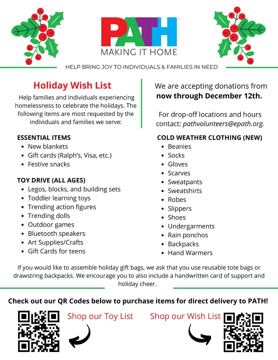 PATH LA Holiday Toy Drive