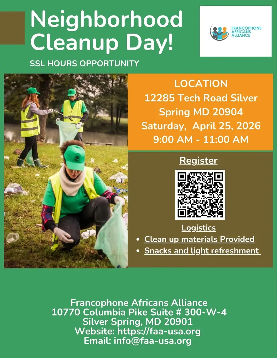 Francophone Africans Alliance Neighborhood Spring Clean Up