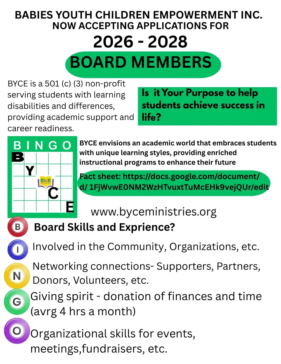 Immediate Need for Board Members