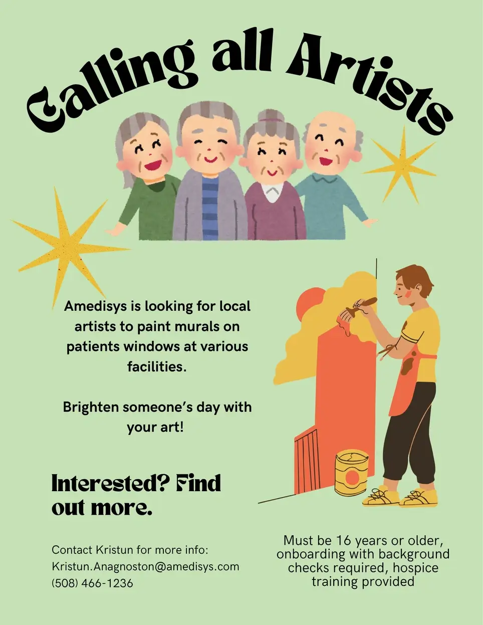 Volunteer Artist: Window Murals for Hospice Patients