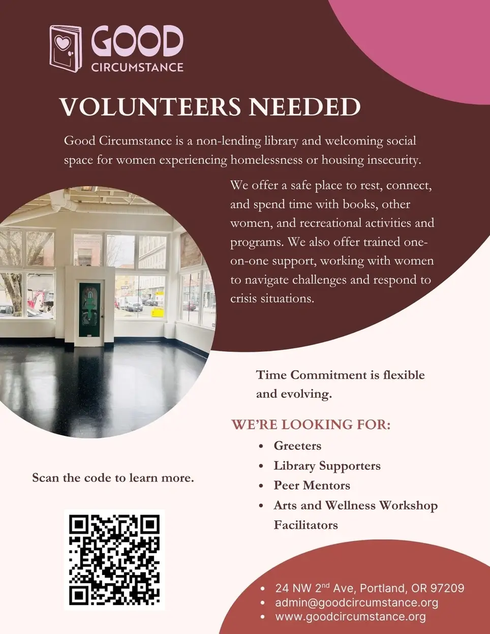 Volunteers needed for our non-lending library for women