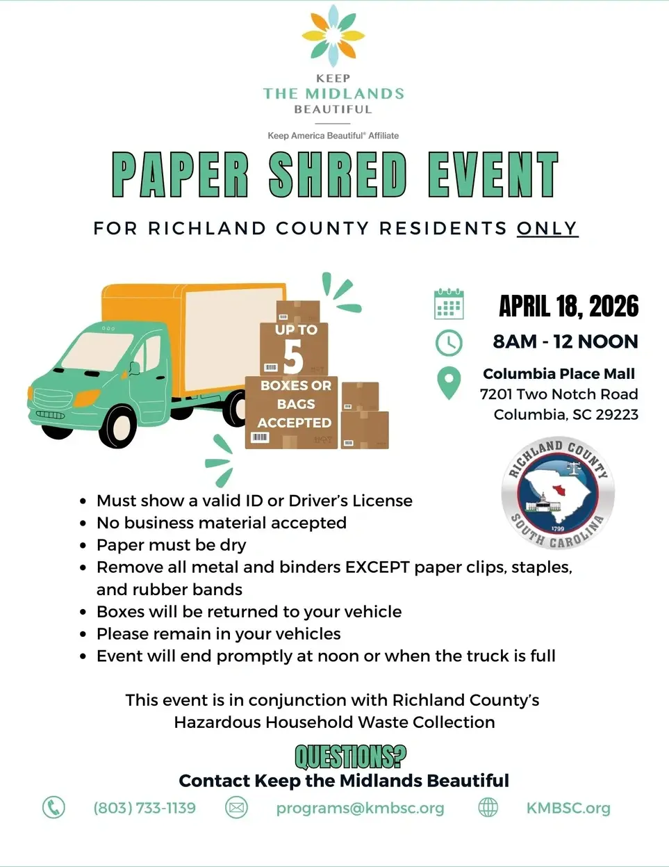 Paper Shred Event for Richland County Residents ONLY