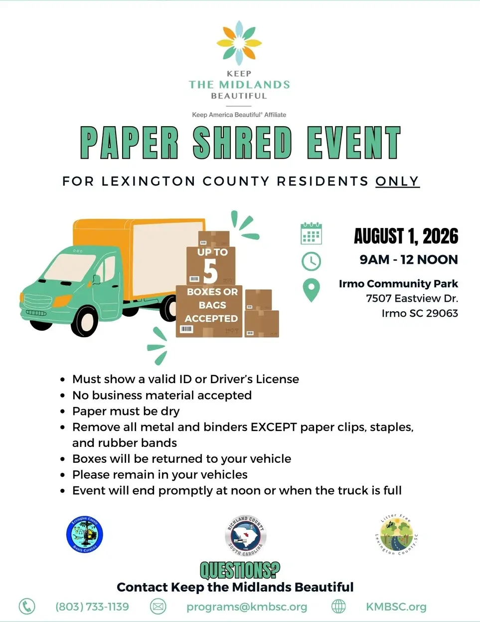 Paper Shred Event for Lexington County Residents ONLY