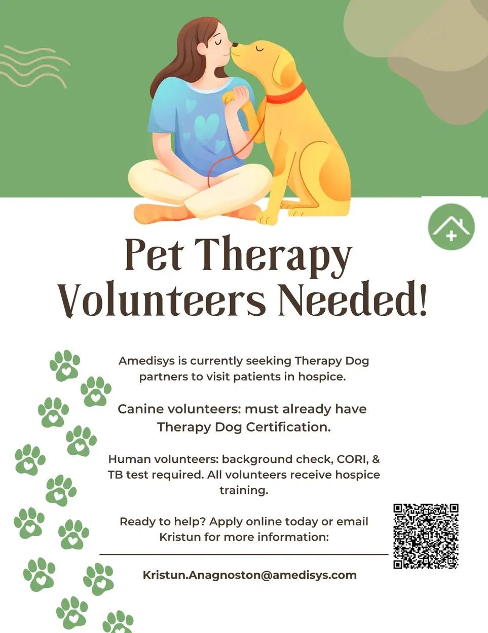 Pet Therapy Volunteers Needed - Taunton Area