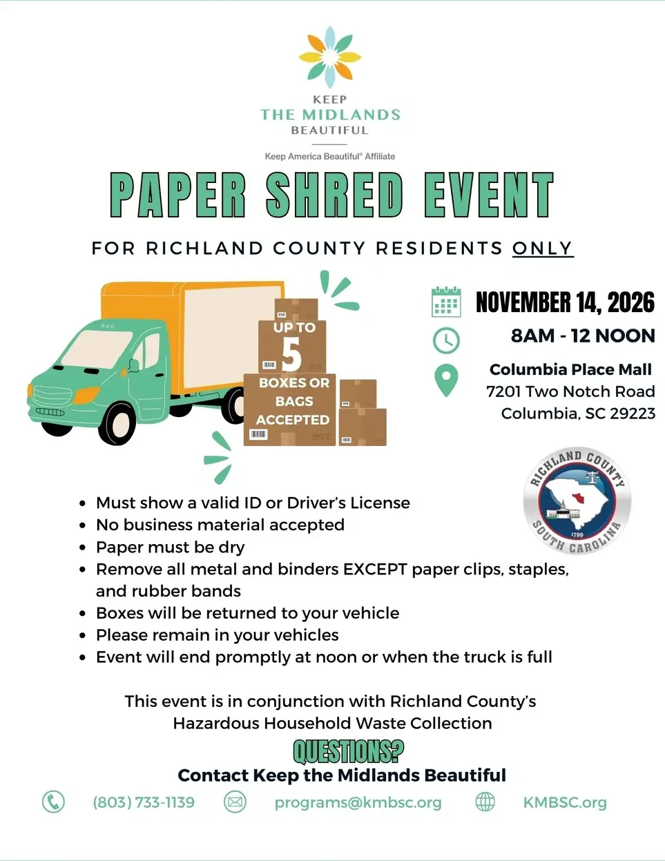 Paper Shred Event for Richland County Residents ONLY