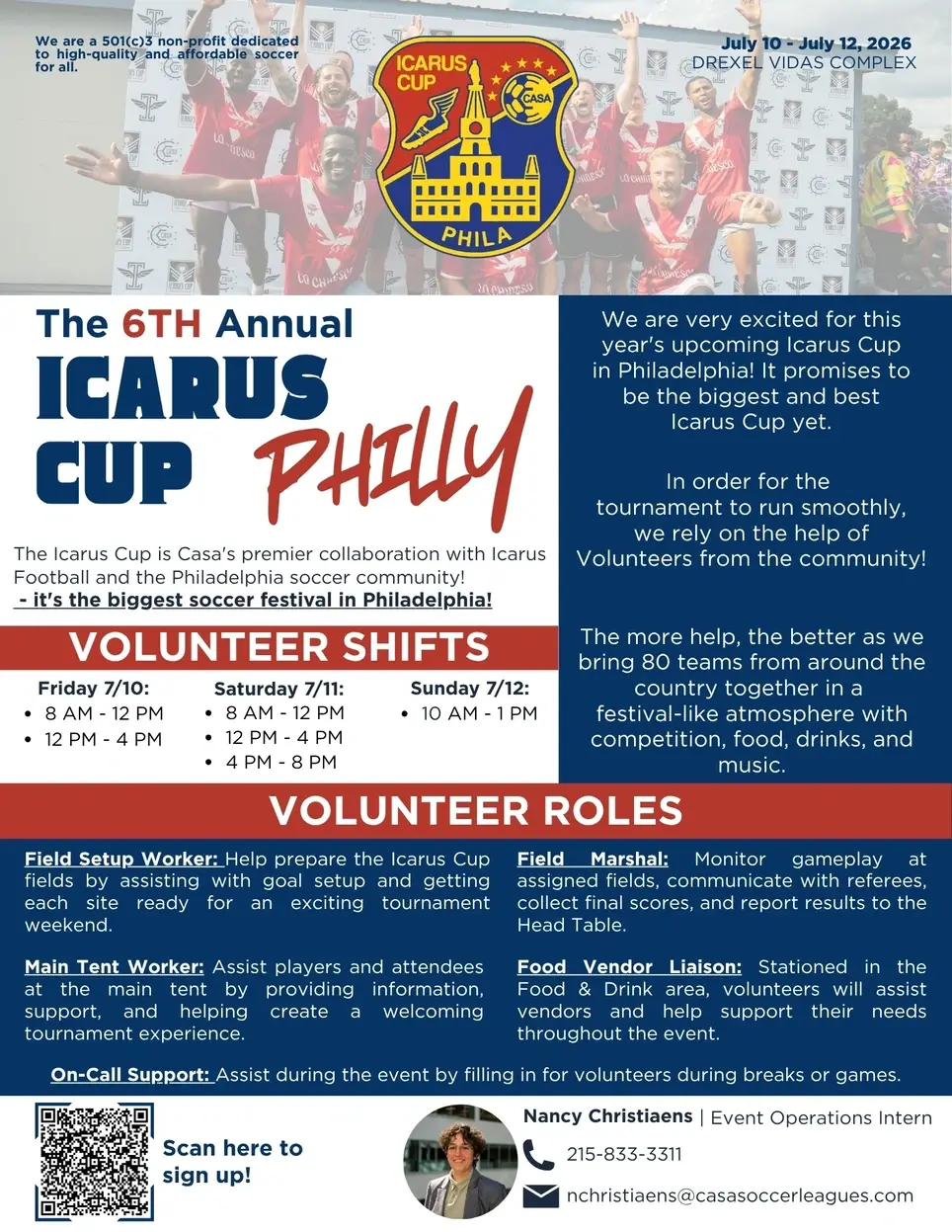 CASA's Icarus Cup Soccer Tournament Volunteer