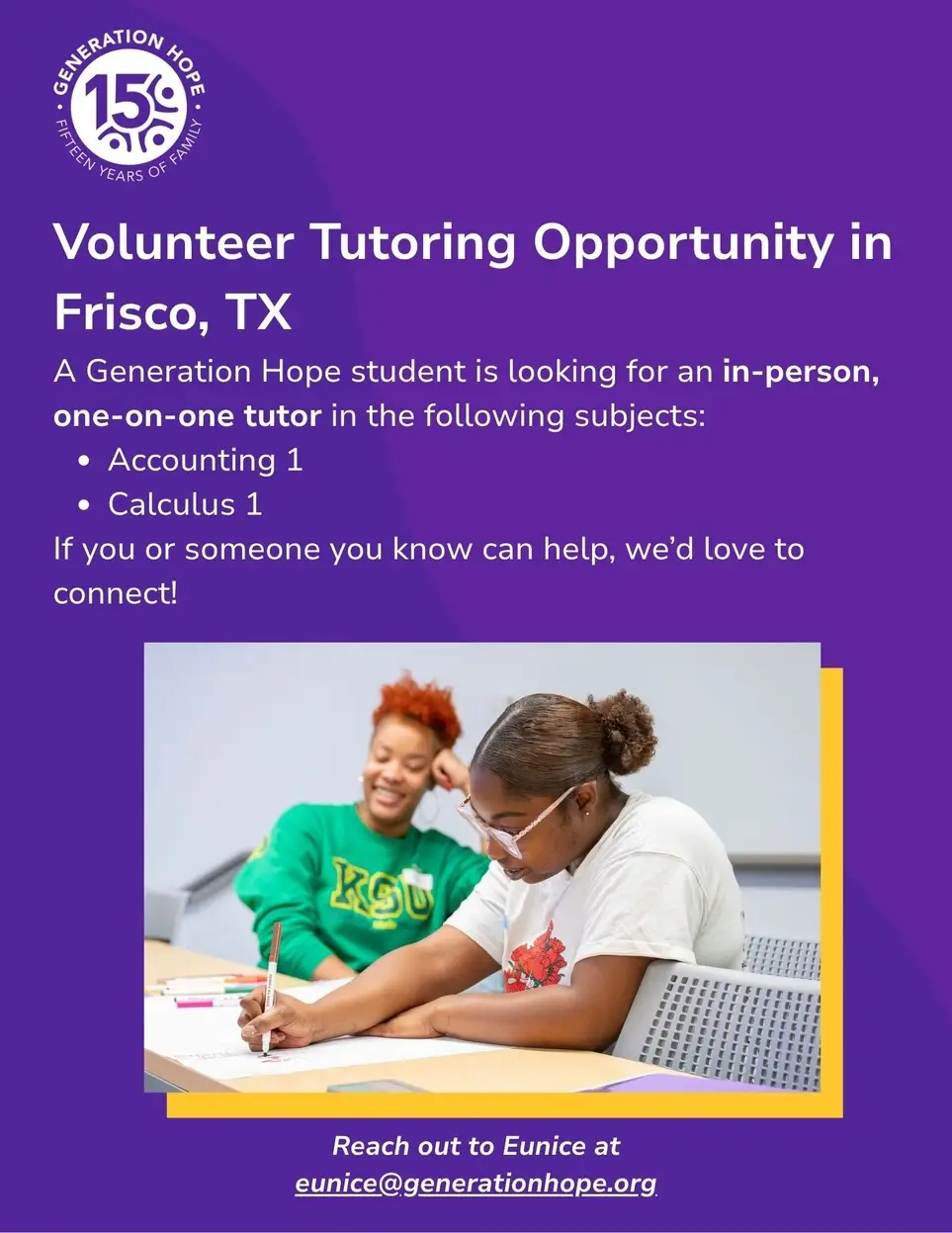 Volunteer Math Tutor - Generation Hope