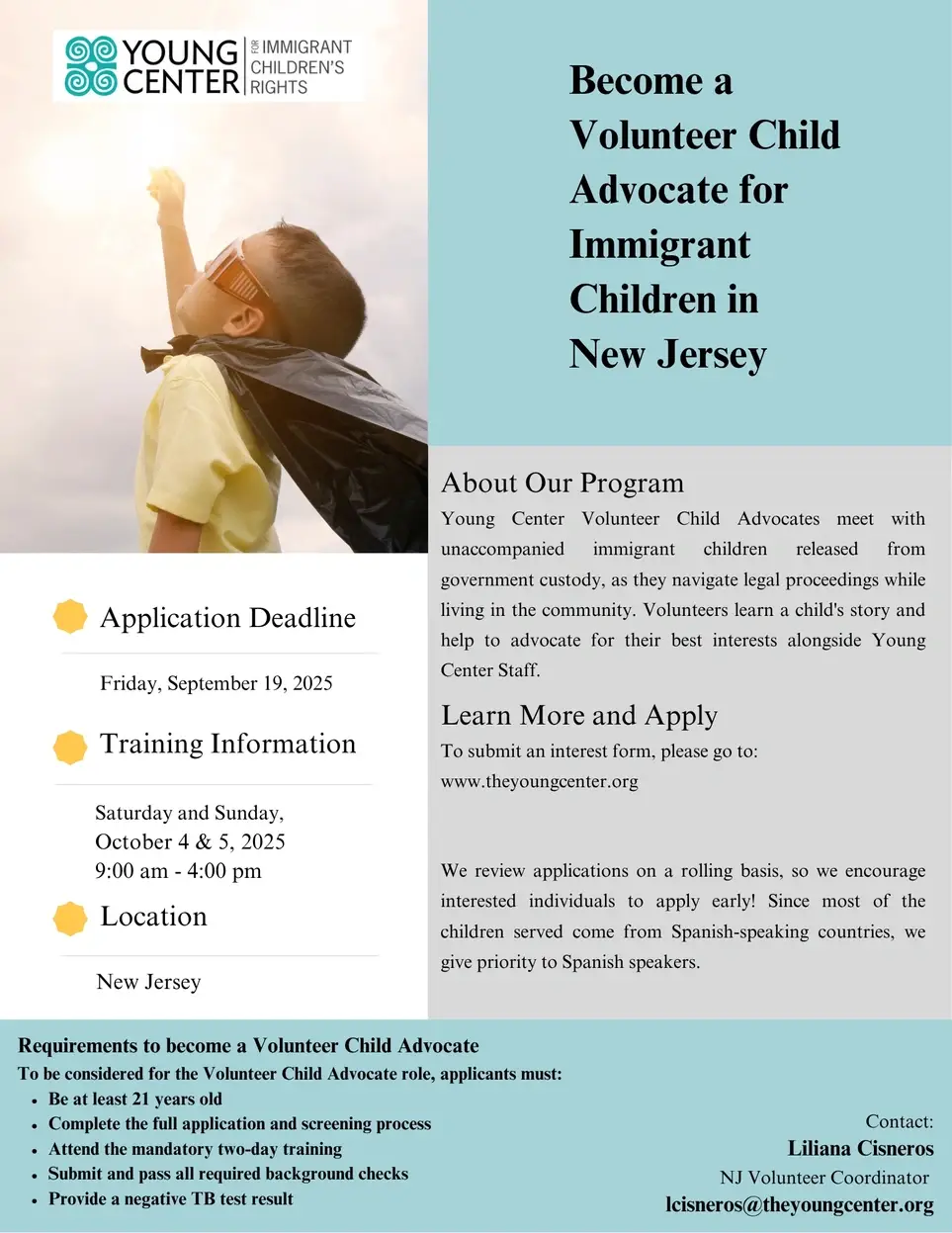 Volunteer Child Advocate for Unaccompanied Children in NJ and surrounding areas