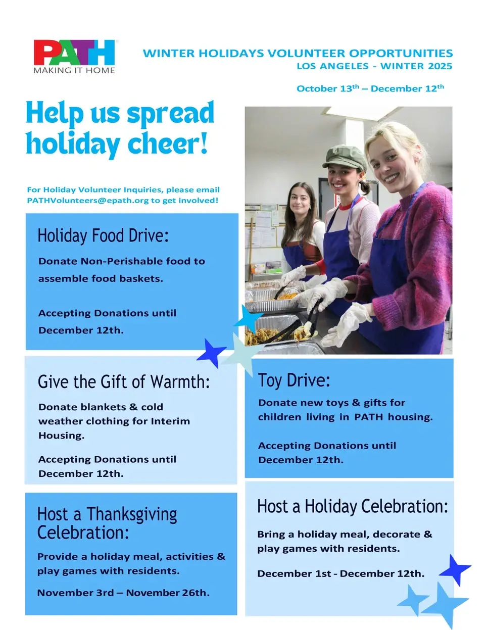 Volunteers Needed! Host a Winter Holiday Celebration at PATH Site