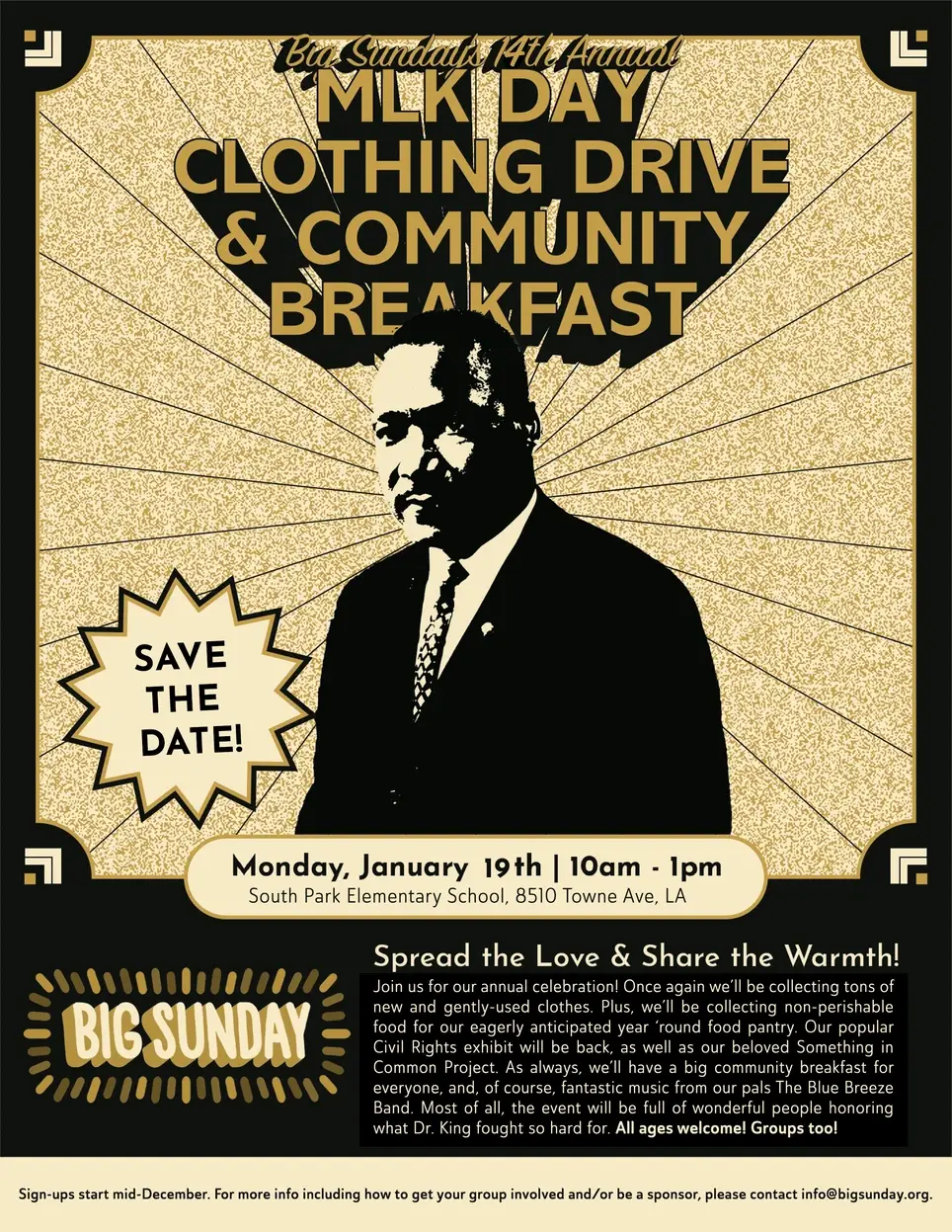 Join the 14th Annual Big Sunday Clothing Drive & Community Breakfast!