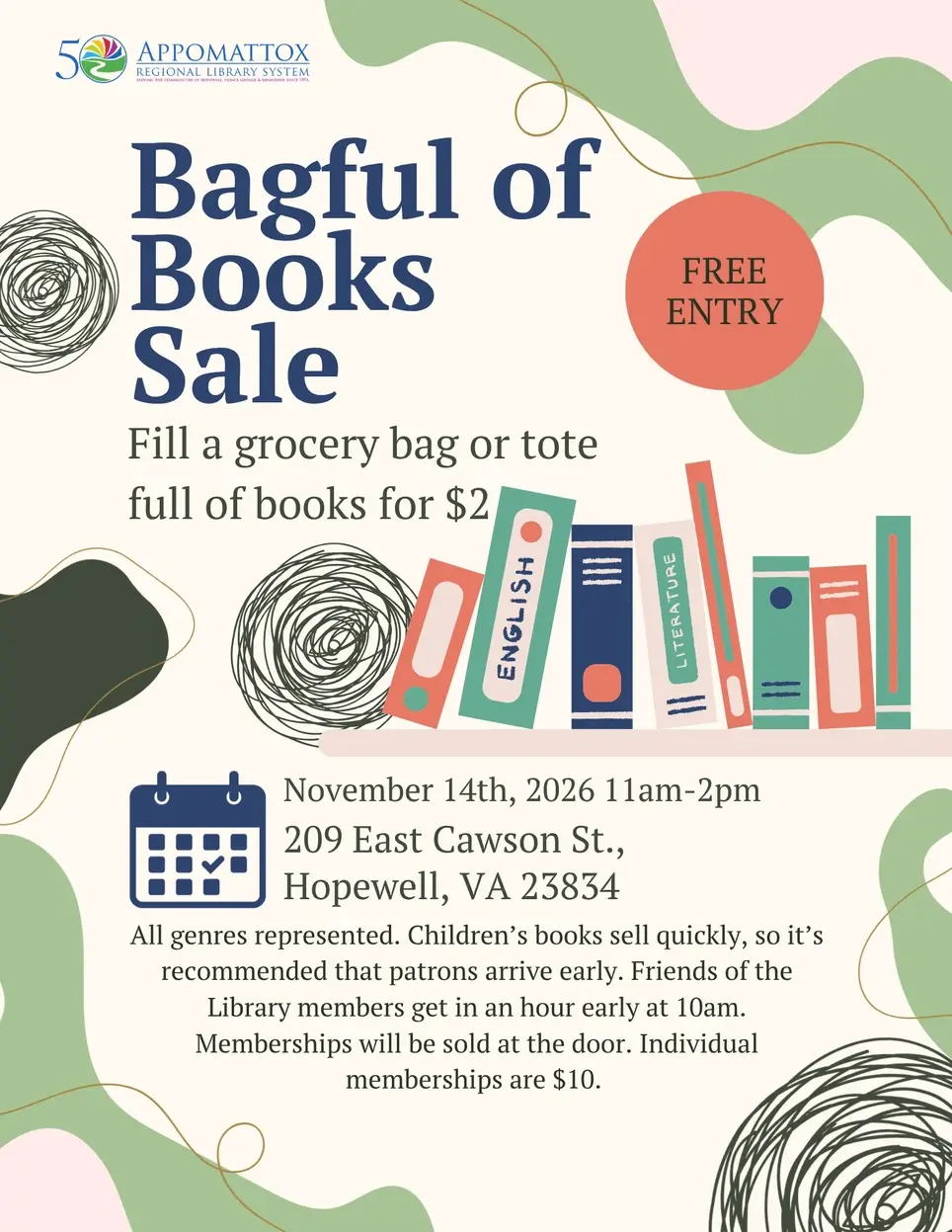 Bagful of Books Sale Set Up Volunteer