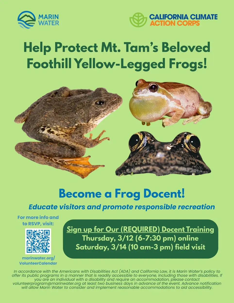 Marin Water Frog Docent Program 2026
