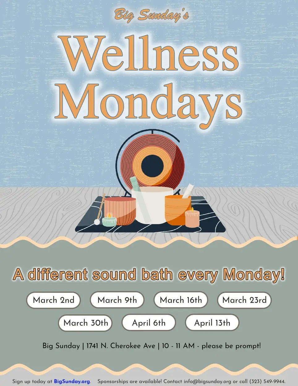 Come Relax at Big Sunday's Wellness Mondays!