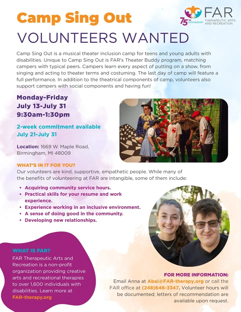 Volunteer with Individuals with Disabilities at a Musical Theater Camp!