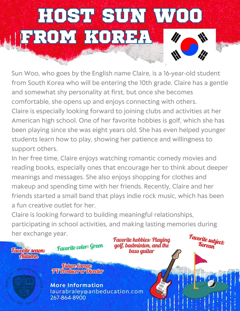 Host Sun Woo (Claire) from Korea (Future TV Producer)